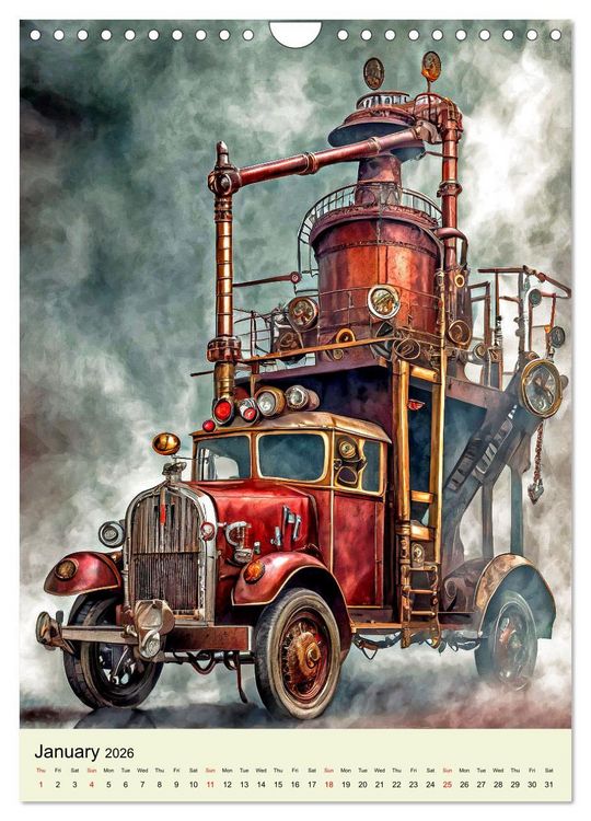 Produktbild: Retro Rides with Steam and Steel (Wall Calendar 2026 DIN A4 portrait), CALVENDO 12 Month Wall Calendar