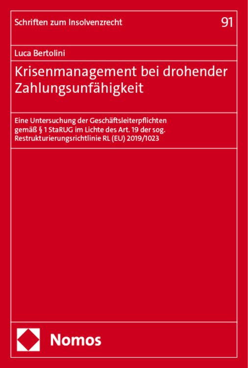 Produktbild: Krisenmanagement bei drohender Zahlungsunf&auml;higkeit
