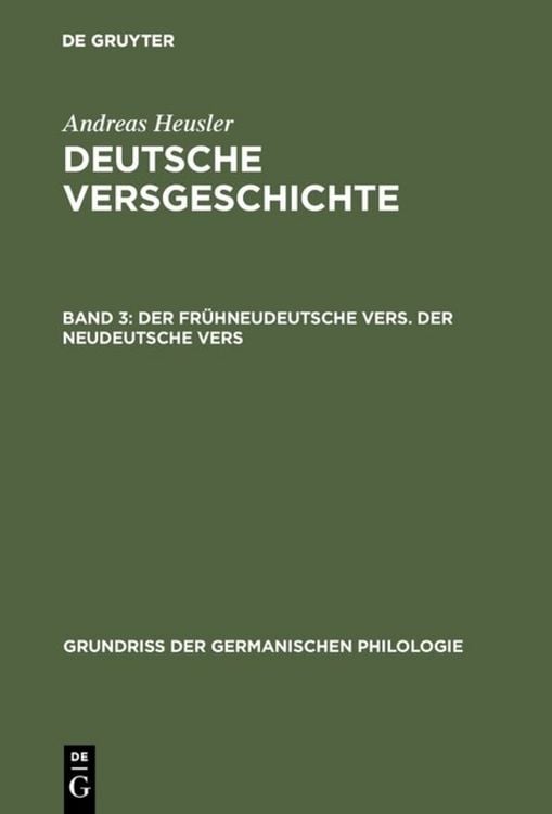 Produktbild: Der fr&uuml;hneudeutsche Vers. Der neudeutsche Vers