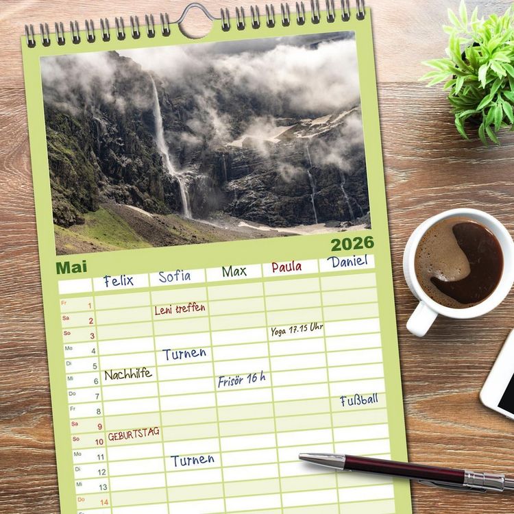 Produktbild: Familienplaner 2026 - Faszination Naturwunder mit 5 Spalten (Wandkalender, 21 x 45 cm) CALVENDO