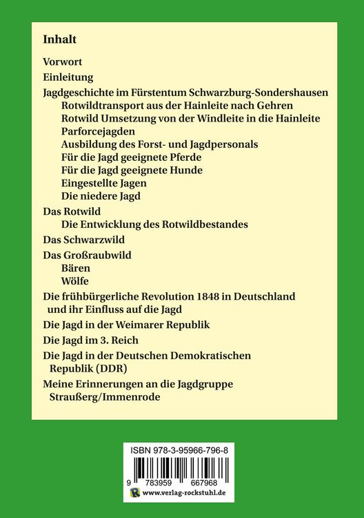 Produktbild: Jagd im Fürstentum Schwarzburg-Sondershausen und im Kyffh&auml;userkreis