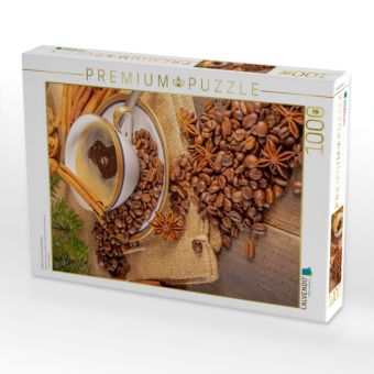 Produktbild: CALVENDO Puzzle Kaffee mit Zimt und Bohnen | 1000 Teile Lege-Gr&ouml;&szlig;e 64x48cm Foto-Puzzle f&uuml;r gl&uuml;ckliche Stunden