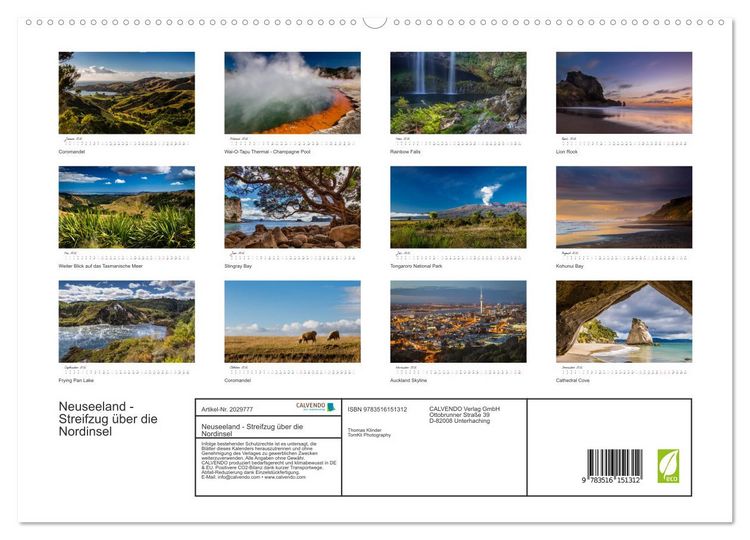 Produktbild: Neuseeland - Streifzug &uuml;ber die Nordinsel (hochwertiger Premium Wandkalender 2026 DIN A2 quer), Kunstdruck in Hochglanz