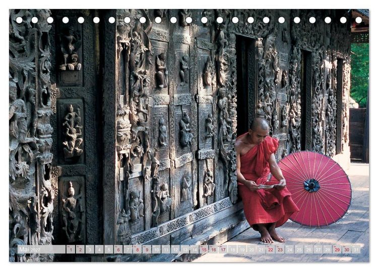 Produktbild: IM REICH DES BUDDHA - DER ROTE SCHIRM (Tischkalender 2027 DIN A5 quer), CALVENDO Monatskalender