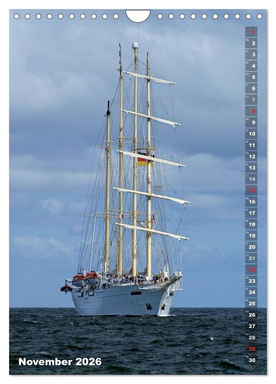 Produktbild: Segelromantik - Gro&szlig;segler auf der Ostsee (Wandkalender 2026 DIN A4 hoch), CALVENDO Monatskalender