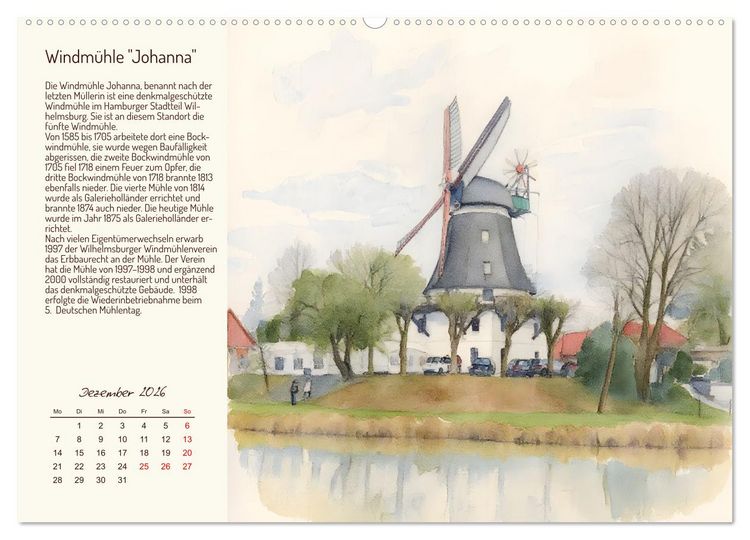 Produktbild: Deutschlands sch&ouml;nste Windm&uuml;hlen (hochwertiger Premium Wandkalender 2026 DIN A2 quer), Kunstdruck in Hochglanz