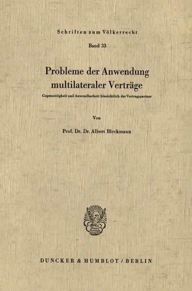 Produktbild: Probleme der Anwendung multilateraler Vertr&auml;ge.