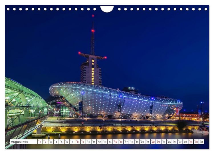 Produktbild: Bremen und Bremerhaven - Nachtaufnahmen (Wandkalender 2026 DIN A4 quer), CALVENDO Monatskalender