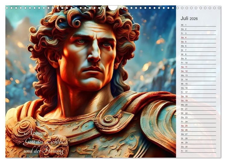 Produktbild: Die Unsterblichen - Griechische KI-G&ouml;ttinnen und KI-G&ouml;tter (Wandkalender 2026 DIN A3 quer), CALVENDO Monatskalender