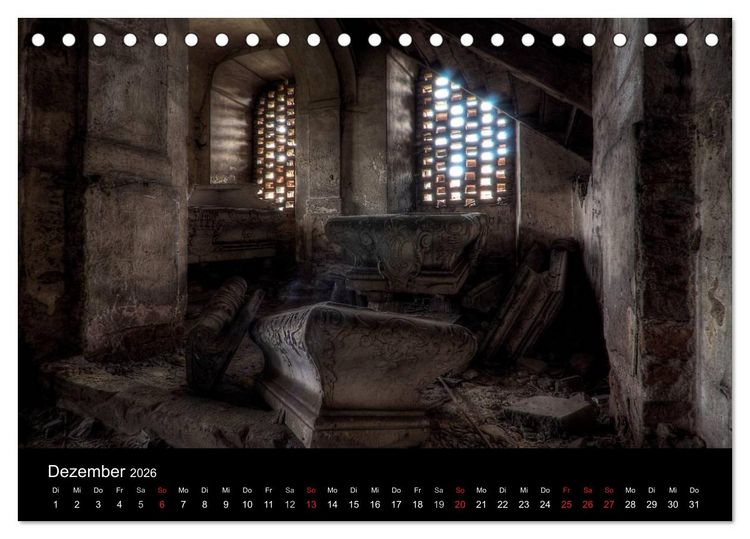 Produktbild: Verlassene Ort - Kirchen (Tischkalender 2026 DIN A5 quer), CALVENDO Monatskalender