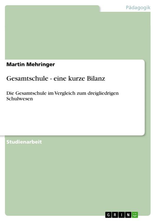 Produktbild: Gesamtschule - eine kurze Bilanz
