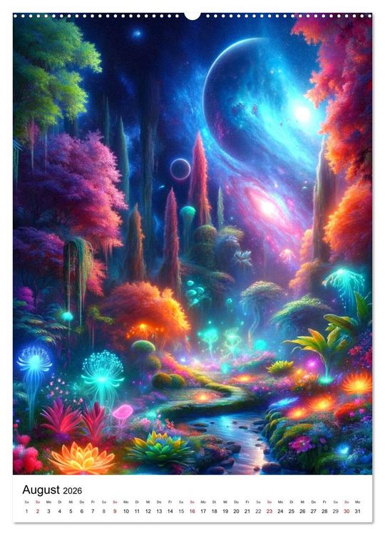 Produktbild: Astronomie Visionen - Ein von KI erschaffenes Panorama des Kosmos (Wandkalender 2026 DIN A2 hoch), CALVENDO Monatskalender