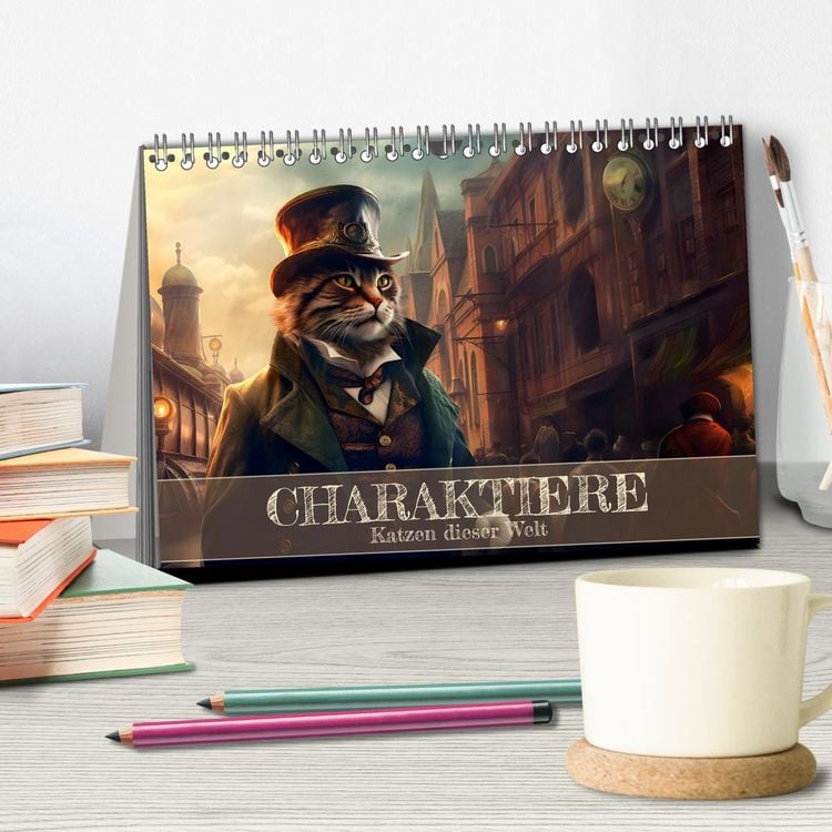 Produktbild: Charaktiere Katzen dieser Welt (Tischkalender 2026 DIN A5 quer), CALVENDO Monatskalender