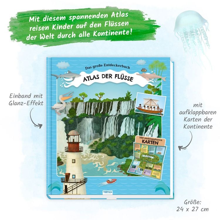 Produktbild: Tr&ouml;tsch Kinderatlas Das gro&szlig;e Entdeckerbuch Atlas der Fl&uuml;sse