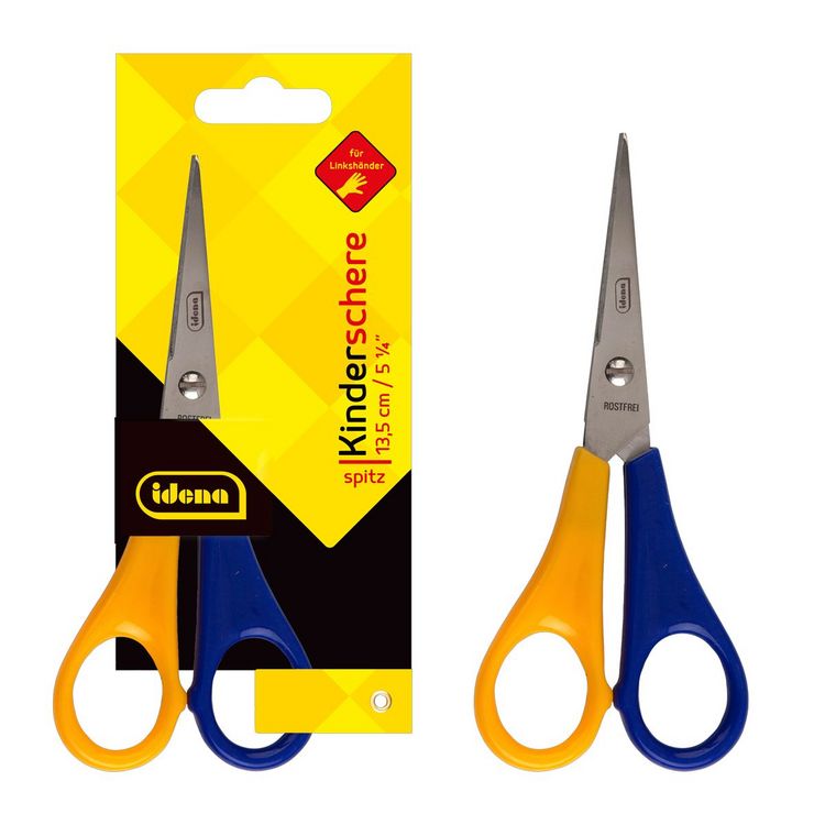 Produktbild: Idena Kinderschere f&uuml;r Linksh&auml;nder spitz 5 1/4"