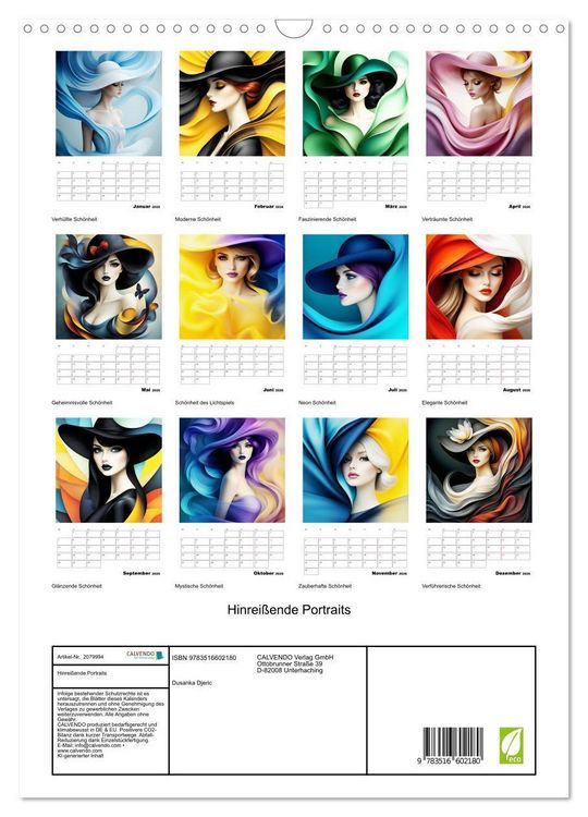 Produktbild: Hinrei&szlig;ende Portraits (Wandkalender 2026 DIN A3 hoch), CALVENDO Monatskalender