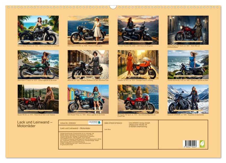 Produktbild: Lack und Leinwand &ndash; Motorr&auml;der (Wandkalender 2027 DIN A2 quer), CALVENDO Monatskalender