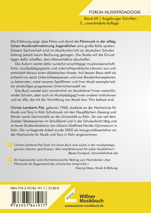 Produktbild: Filmmusik und ihre Bedeutung f&uuml;r die Musikp&auml;dagogik