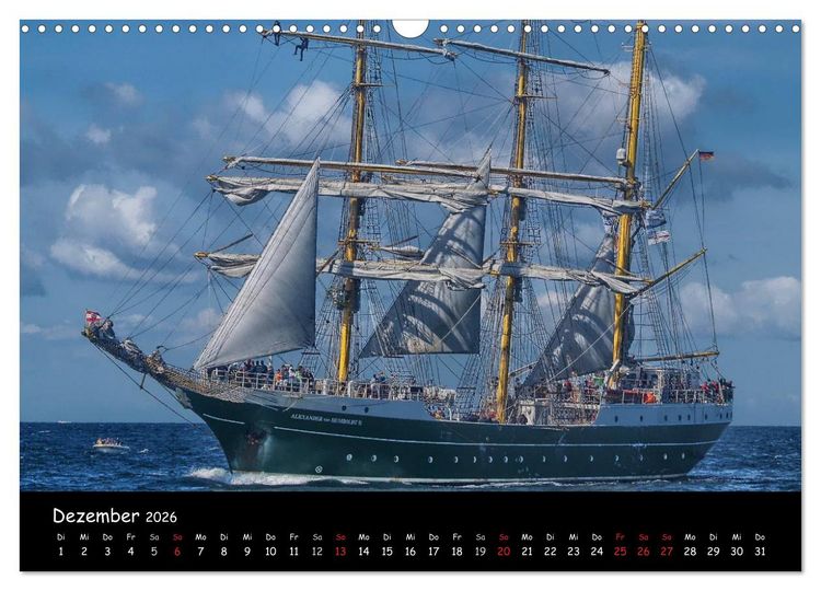 Produktbild: Windjammer vor Warnem&uuml;nde (Wandkalender 2026 DIN A3 quer), CALVENDO Monatskalender