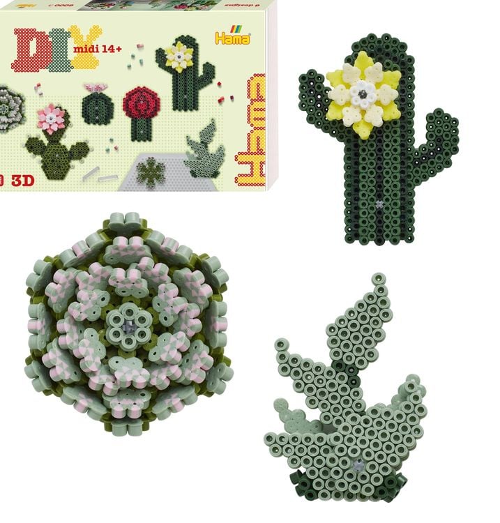 Bild vom Artikel Hama 3622 - Geschenkpackung DIY midi Art 14+, Motivvorlage Kakteen/Sukkulenten mit 3D Effekt, mit ca. 6.000 Bügelperlen und Zubehör vom Autor 