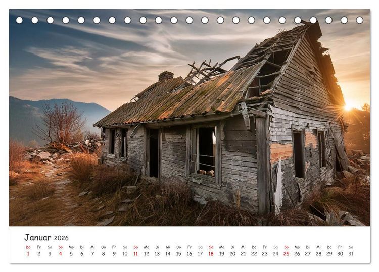 Produktbild: KI - Lost Places aus dem Rechner (Tischkalender 2026 DIN A5 quer), CALVENDO Monatskalender