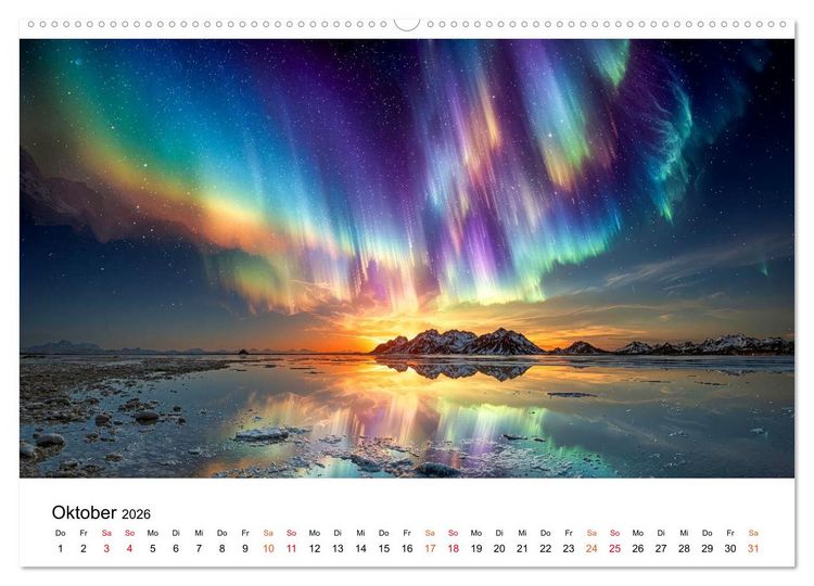 Produktbild: Aurora Borealis - Polarlicht Nordlicht (hochwertiger Premium Wandkalender 2026 DIN A2 quer), Kunstdruck in Hochglanz