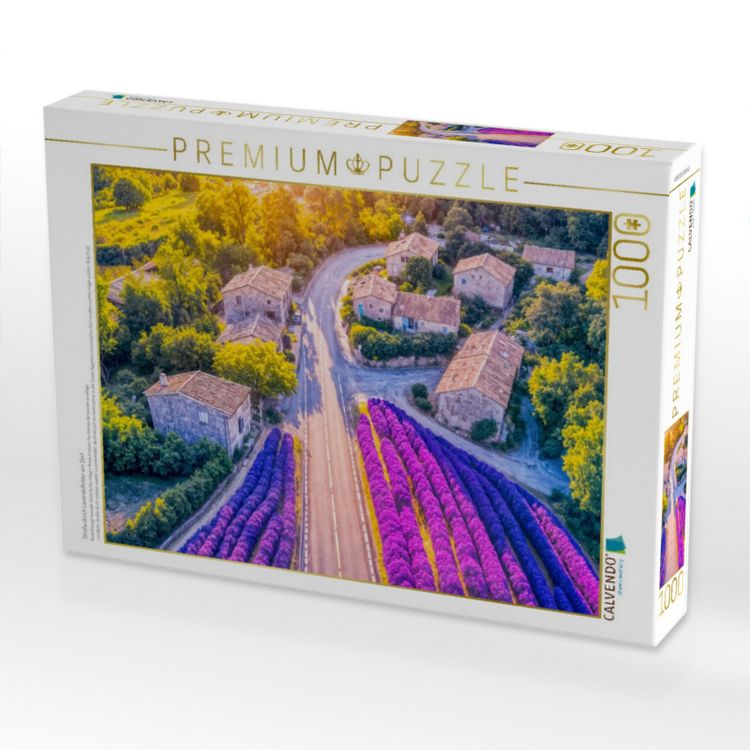 Produktbild: CALVENDO Puzzle Stra&szlig;e durch Lavendelfelder am Dorf | 1000 Teile Lege-Gr&ouml;&szlig;e 64x48cm Foto-Puzzle f&uuml;r gl&uuml;ckliche Stunden