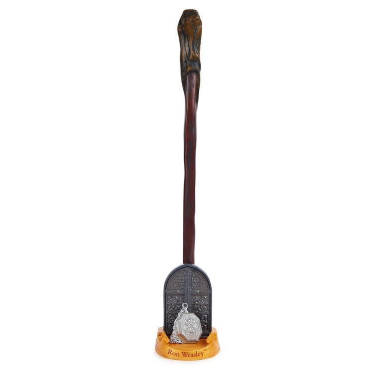 Produktbild: Wizarding World Harry Potter - Authentischer Ron Weasley Zauberstab aus Kunststoff mit Hogwarts-Halterung