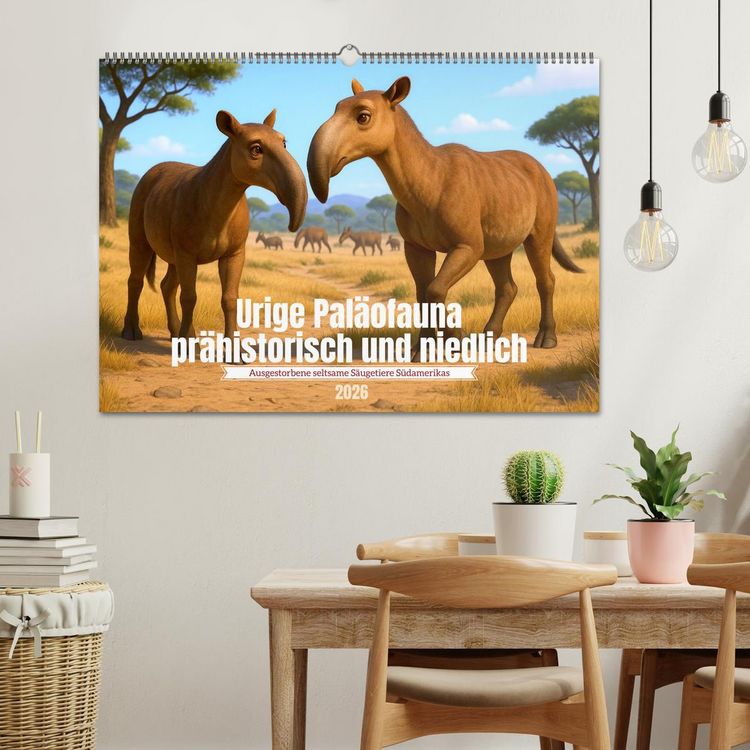 Produktbild: Urige Pal&auml;ofauna pr&auml;historisch und niedlich (Wandkalender 2026 DIN A2 quer), CALVENDO Monatskalender