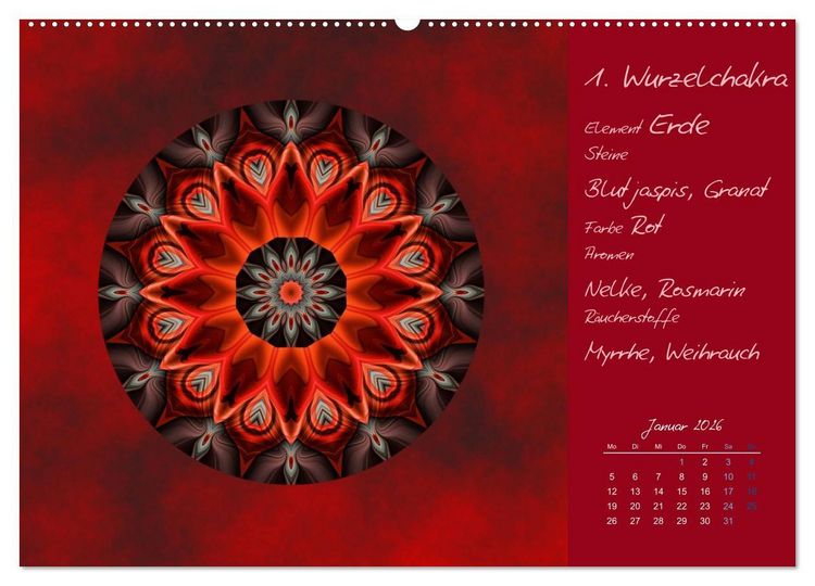 Produktbild: Kleine Chakrenlehre (Wandkalender 2026 DIN A2 quer), CALVENDO Monatskalender