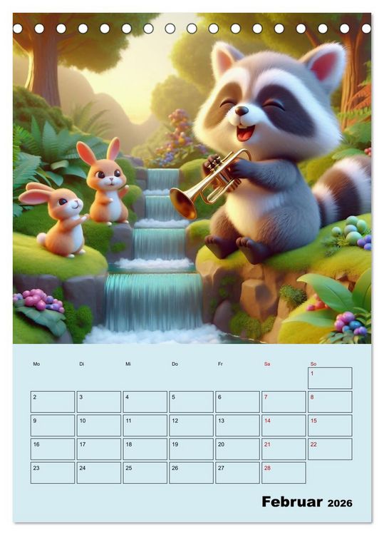 Produktbild: Waldtiere machen Musik (Tischkalender 2026 DIN A5 hoch), CALVENDO Monatskalender