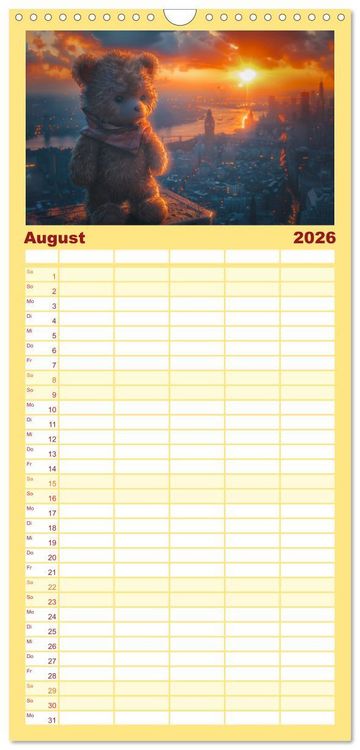 Produktbild: Familienplaner 2026 - Abenteuer eines Taddyb&auml;ren mit 5 Spalten (Wandkalender, 21 x 45 cm) CALVENDO