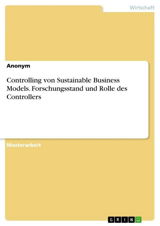 Produktbild: Controlling von Sustainable Business Models. Forschungsstand und Rolle des Controllers