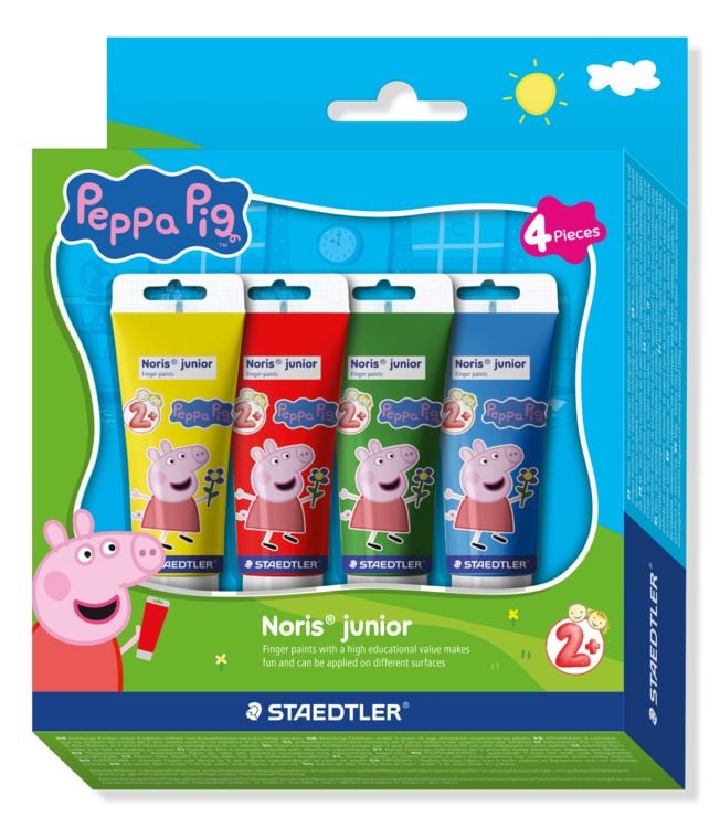 Produktbild: STAEDTLER Fingermalfarbe Noris junior Peppa Pig, 4 Farben, 75ml Tuben