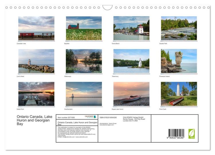 Produktbild: Ontario Canada, Lake Huron and Georgian Bay (Wall Calendar 2026 DIN A3 landscape), CALVENDO 12 Month Wall Calendar