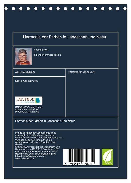 Produktbild: Harmonie der Farben in Landschaft und Natur (Tischkalender 2026 DIN A5 hoch), CALVENDO Monatskalender