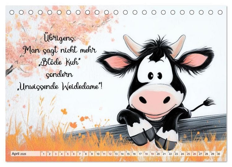 Produktbild: Kuhle Spr&uuml;che (Tischkalender 2026 DIN A5 quer), CALVENDO Monatskalender