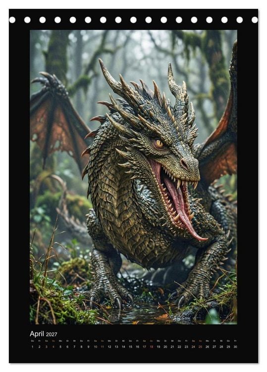 Produktbild: Drachen - Magische Herrscher, Dark‑Fantasy Wandkalender (Tischkalender 2027 DIN A5 hoch), CALVENDO Monatskalender