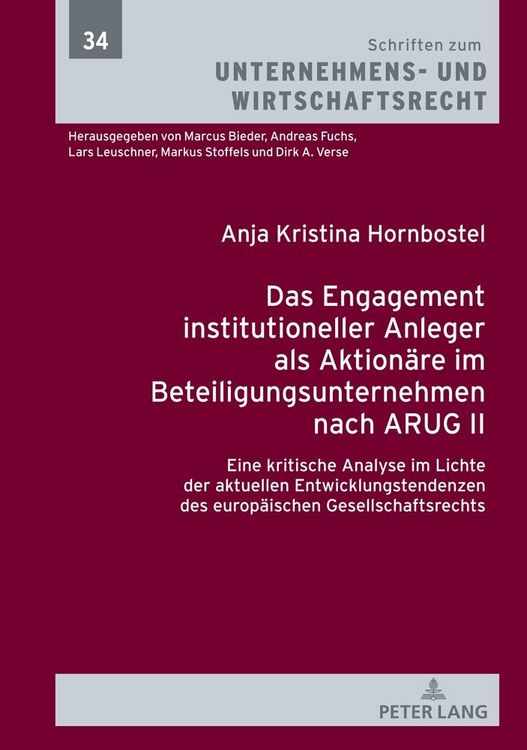 Produktbild: Das Engagement institutioneller Anleger als Aktion&auml;re im Beteiligungsunternehmen nach ARUG II