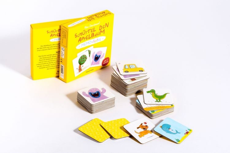 Produktbild: Sch&uuml;ttel den Apfelbaum &ndash; Memo-Spiel mit 40 Spielkarten im Karton. Ab 3 Jahren