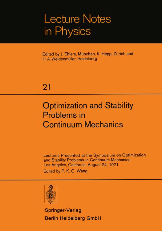 Produktbild: Optimization and Stability Problems in Continuum Mechanics