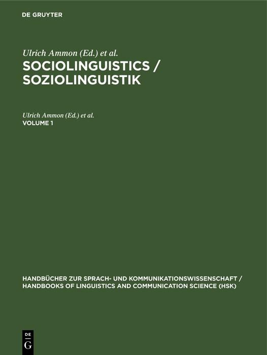 Produktbild: Sociolinguistics / Soziolinguistik. Volume 1