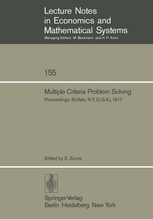 Produktbild: Multiple Criteria Problem Solving