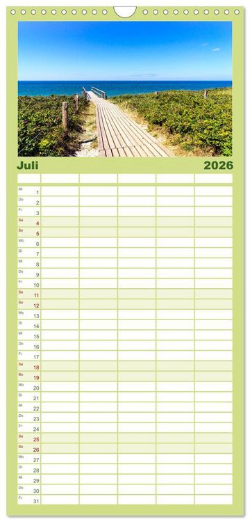 Produktbild: Familienplaner 2026 - SYLT D&uuml;nenwege mit 5 Spalten (Wandkalender, 21 x 45 cm) CALVENDO