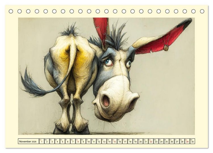 Produktbild: Esel mit Haltung. Karikaturen zwischen Humor und Melancholie (Tischkalender 2026 DIN A5 quer), CALVENDO Monatskalender