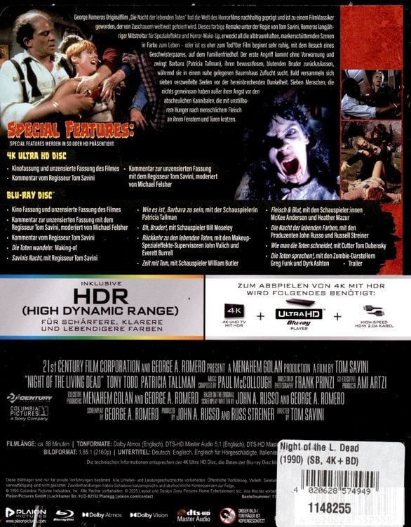 Produktbild: Night of the Living Dead (1990) (Limitiertes Steelbook) (4K Ultra HD) (+ Blu-ray)