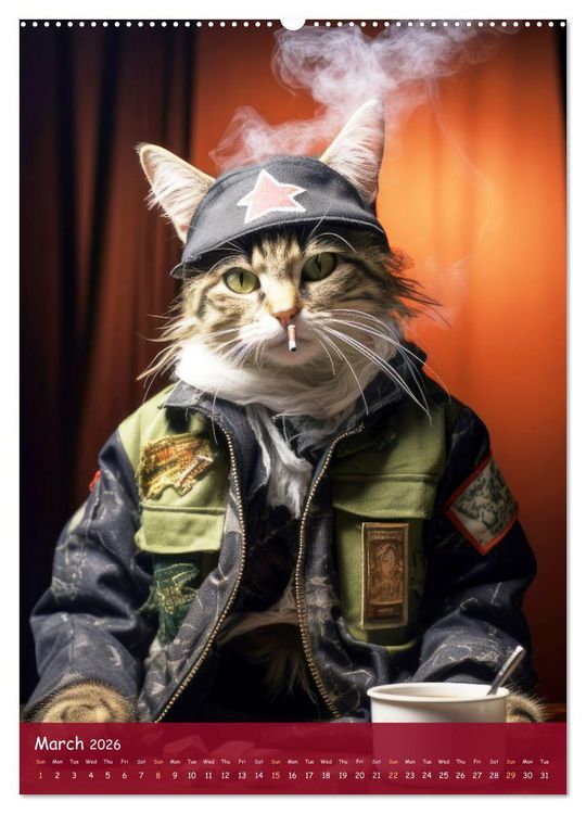 Produktbild: Crazy gangster cats (Wall Calendar 2026 DIN A2 portrait), CALVENDO 12 Month Wall Calendar