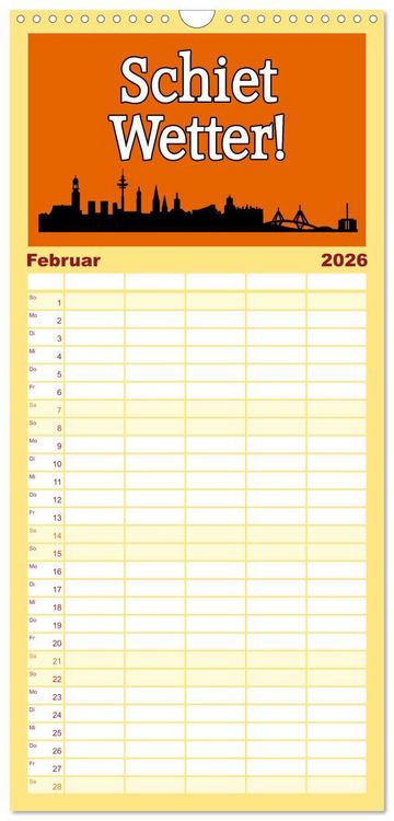Produktbild: Familienplaner 2026 - Hamburger Schnack mit 5 Spalten (Wandkalender, 21 x 45 cm) CALVENDO