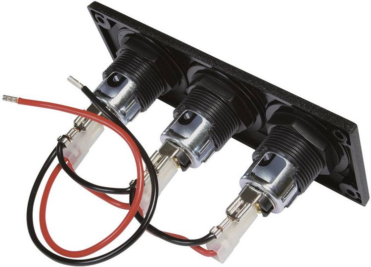 Produktbild: ProCar Einbausteckdose mit 3 Powersteckdosen Belastbarkeit Strom max.=20A 12 V, 24V