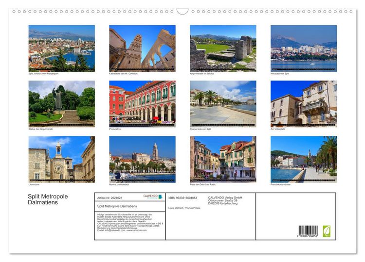 Produktbild: Split Metropole Dalmatiens (Wandkalender 2026 DIN A2 quer), CALVENDO Monatskalender